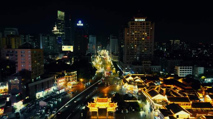 合集航拍云南昆明金碧广场金马碧鸡坊夜景