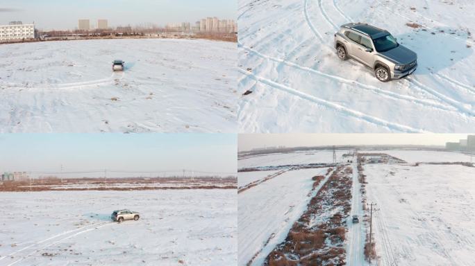 汽车雪地里驰骋漂移