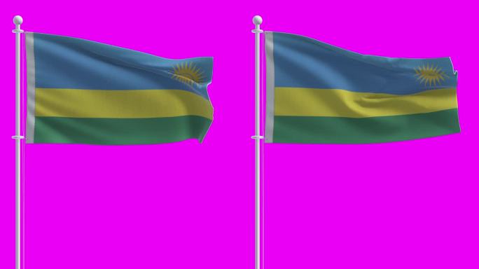 在色度键背景上的卢旺达国旗