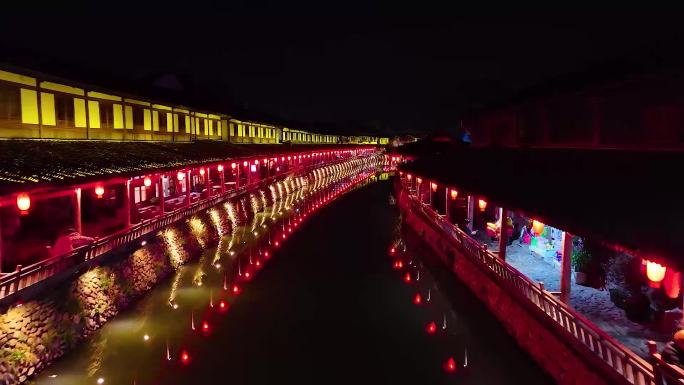 温州楠溪江丽水街夜景航拍延时