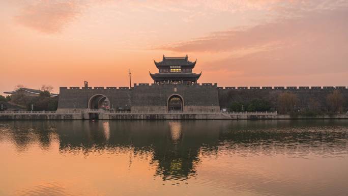 4K延时 苏州相门晚霞夕阳 城市风光