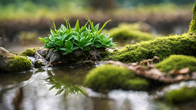 春天 生机 微生物 小草 苔藓 绿植