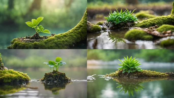 春天 生机 微生物 小草 苔藓 绿植