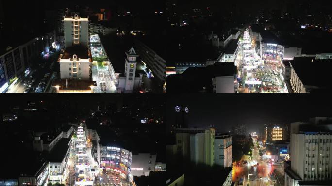 河南新乡步行街夜景航拍