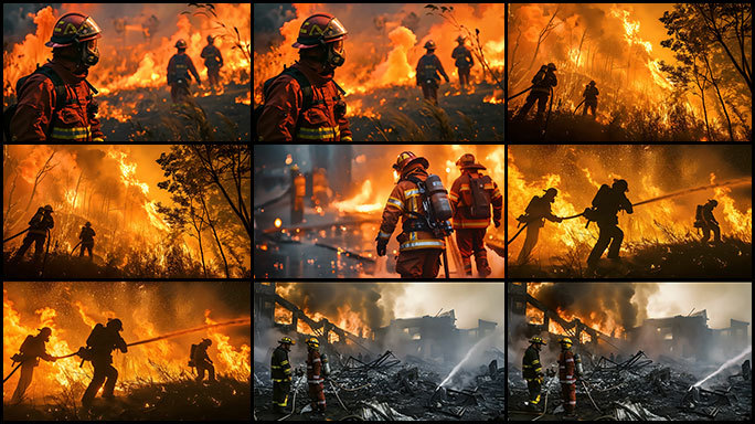 严峻火灾 消防员奋不顾身灭火 森林灾难