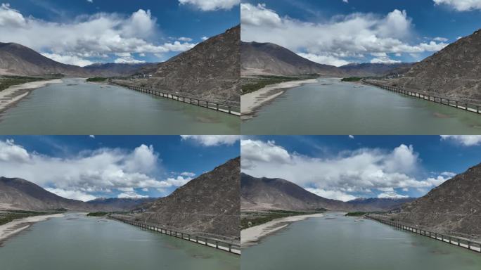 夏天的雅鲁藏布江河谷景观