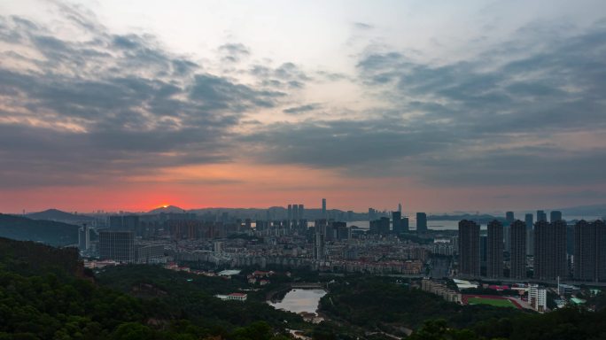 厦门城市风光海沧城日出延时