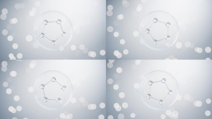 蓝色背景的化学分子，3d渲染。