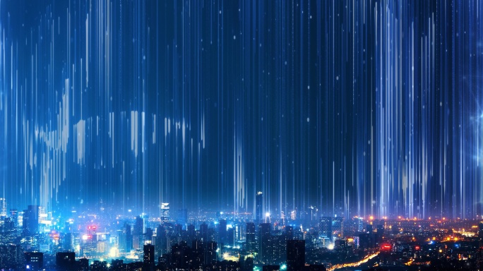 7K震撼蓝色科技城市数据流背景
