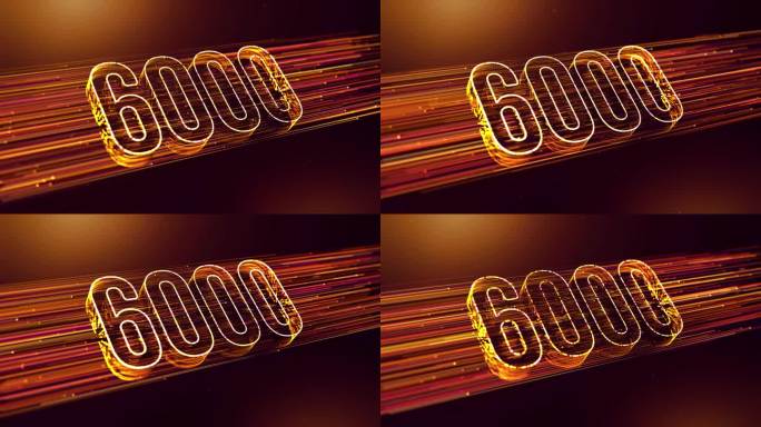 金色的黄色紫色光泽模糊焦点6000 3D透视数字显示虚线粒子微风效果和闪光灰尘光耀斑