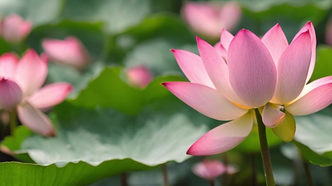 唯美荷花夏日夏天小清新意境夏日荷禅意花