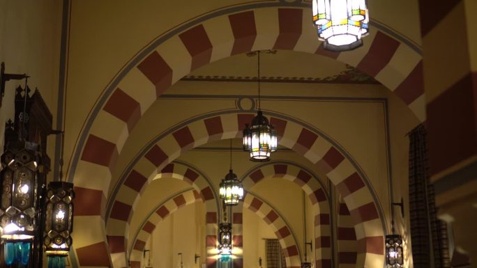 拱门室内建筑设计当代埃及灯照明4k