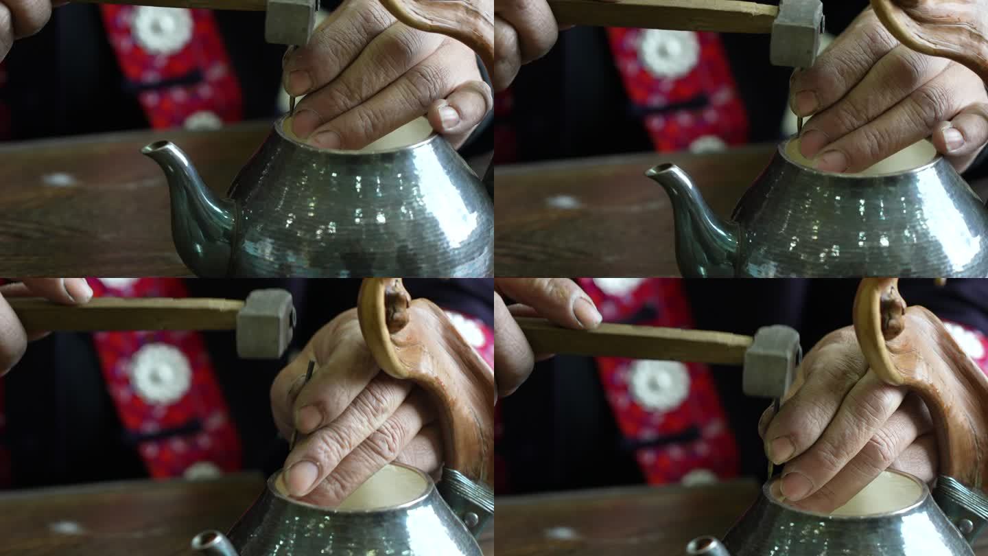 精雕 匠人 图案 茶壶 铜器 图腾 锻造