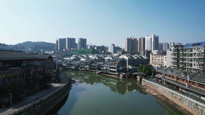 湖南郴州城市风光城市建设航拍