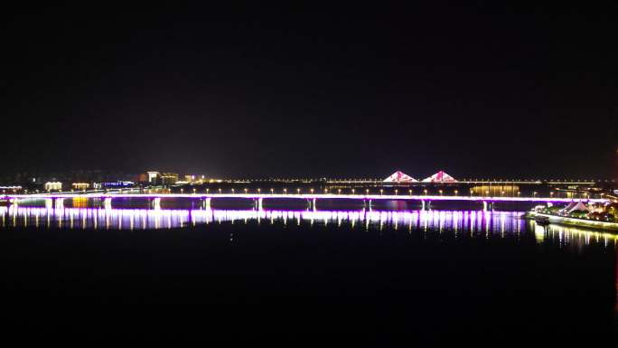 湖北襄阳城市夜景航拍