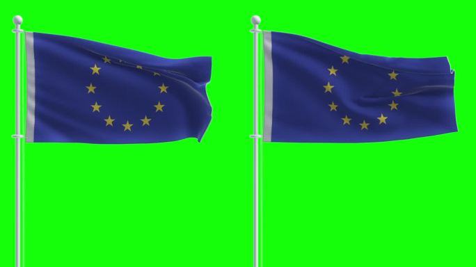 在色度键背景上的欧盟旗帜