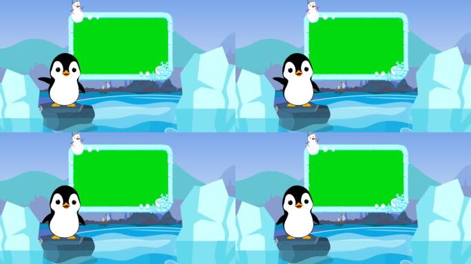 小企鹅动物主题早教幼儿园课程片头抠像视频