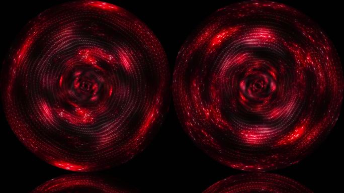 红色抽象花海粒子水面波动圆形天幕地屏素材