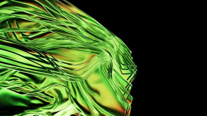 绿色抽象的背景与玻璃波有节奏的游戏。