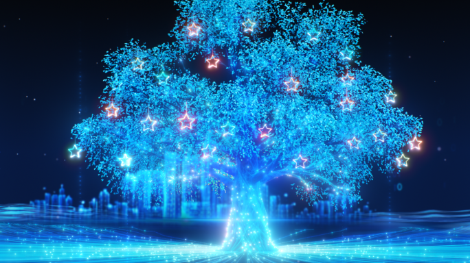 蓝色科技粒子树生长