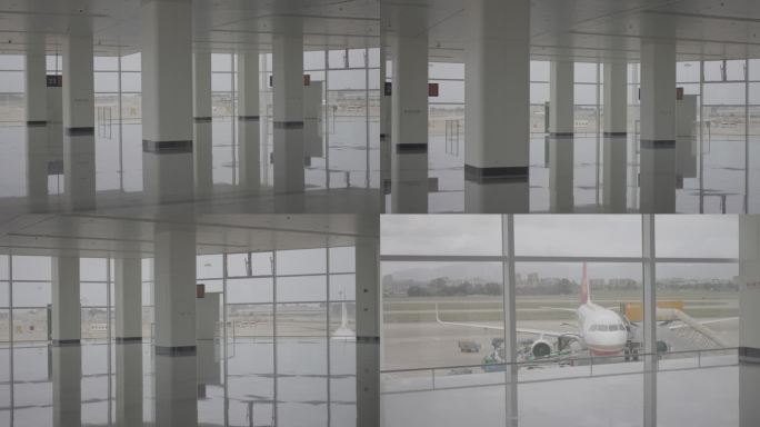 空旷机场等候厅空镜头