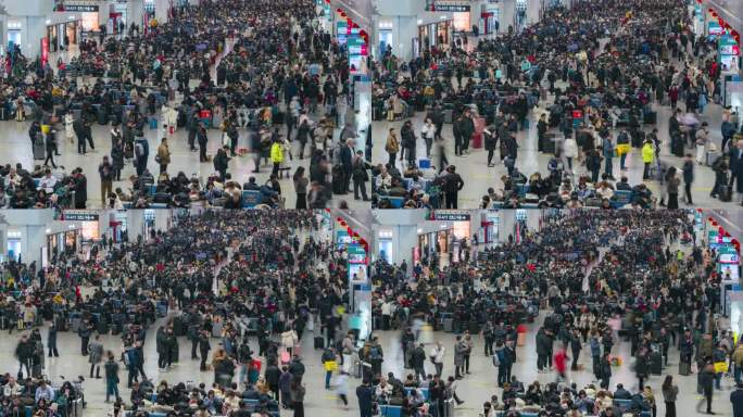 春运假期高铁火车站人流延时