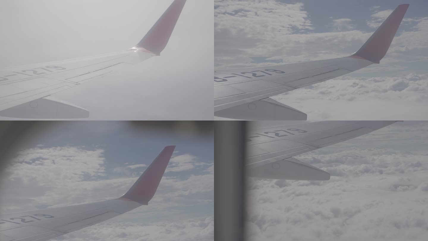 飞机机翼起飞云层窗户