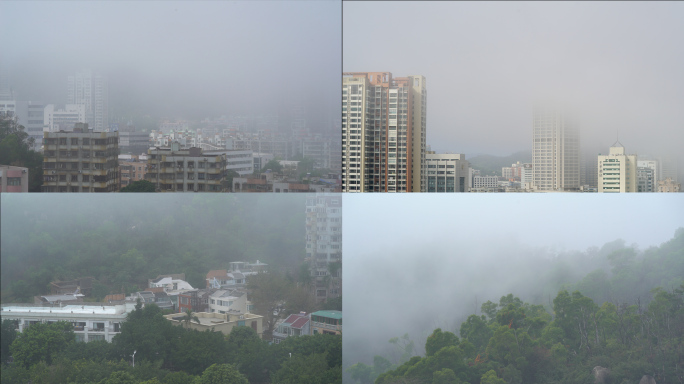 浓雾天气 雾中城市 大雾弥漫 城市大雾