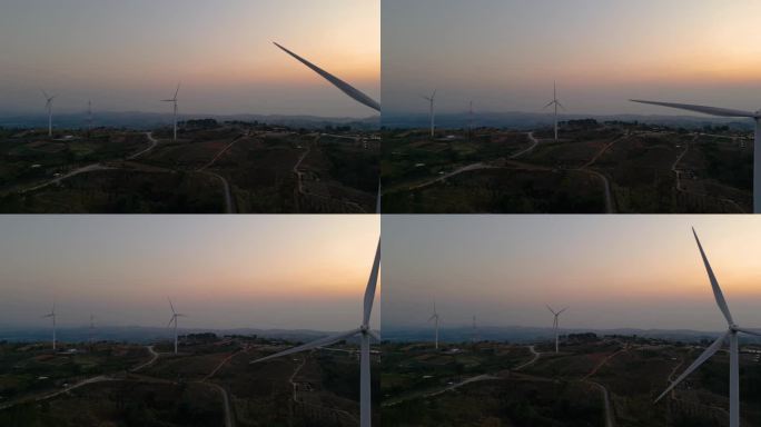 风力涡轮机与日出替代能源和可持续能源
