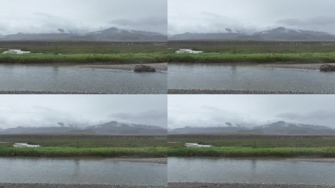 干旱地区的雨水丰沛季节河流青海德令哈