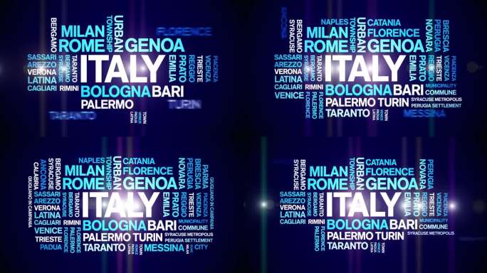 意大利动画字云，动画城市动态排版无缝循环。