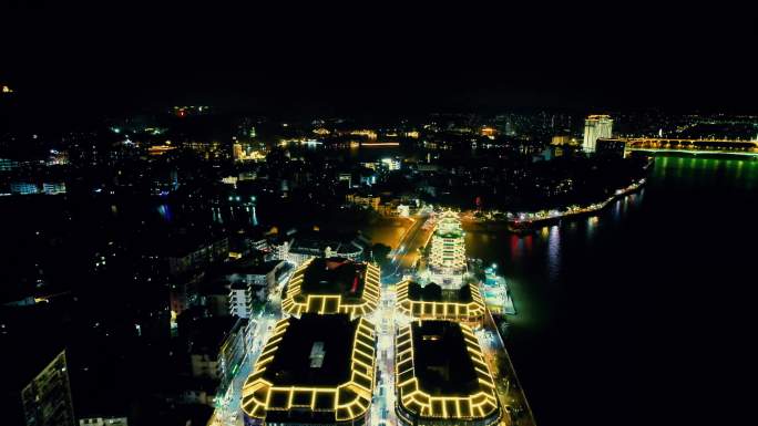 广东惠州水东街商业城夜景航拍