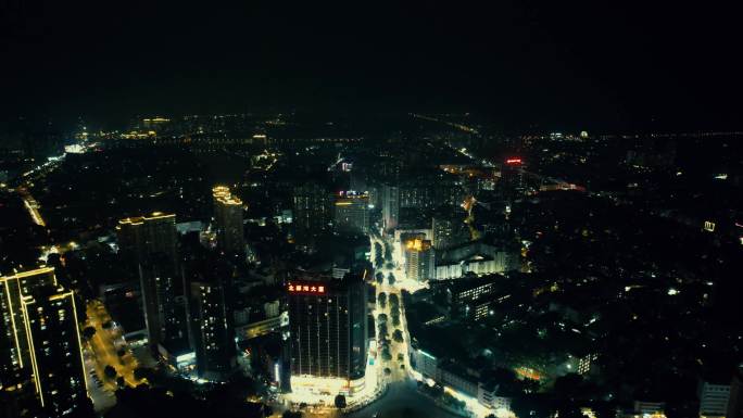 广东钦州年年丰商业圈夜景航拍