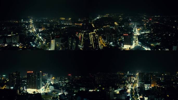 广东钦州年年丰商业圈夜景航拍