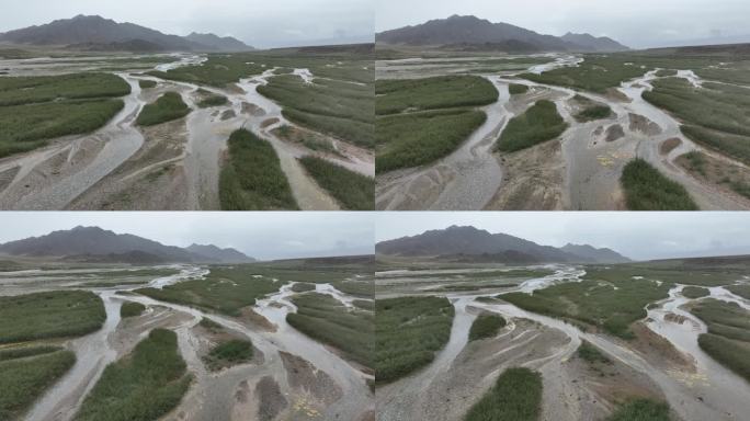 干旱地区的雨水丰沛季节河流青海德令哈