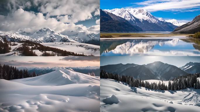 氛围感空镜雪景 雪山美景