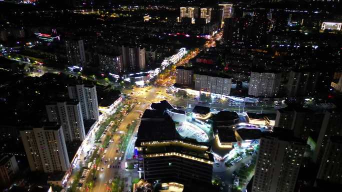 夜晚 城市 街景 4k  无人机