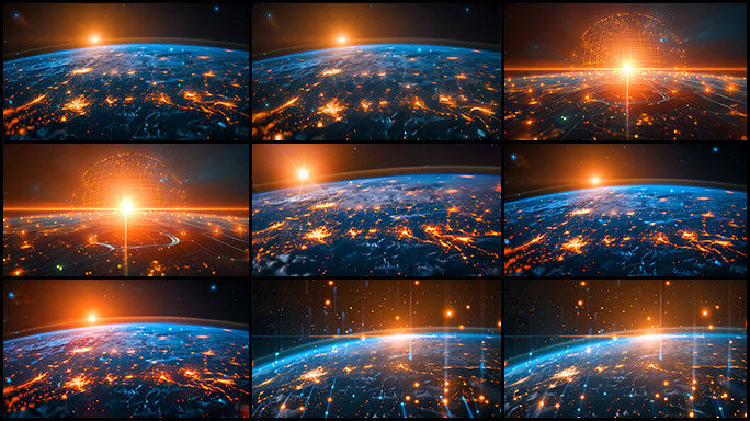 全球化视野 太空鸟瞰地球 世界互联互通