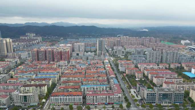 4K航拍怀化洪江市城市全景空镜合集
