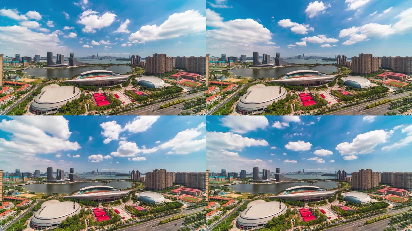 厦门海沧体育中心蓝天白云延时摄影