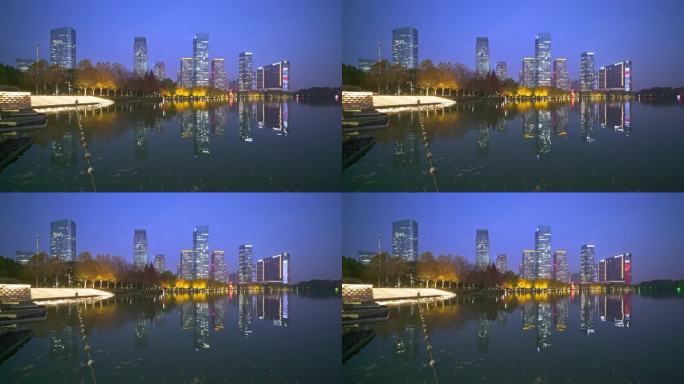 安徽合肥 天鹅湖 空镜 夜景视频4K