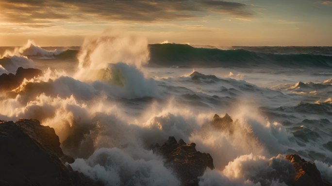 大海海浪阳光海洋浪花海水大气震撼开场片头