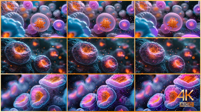 显微细胞的彩色图像 微生物与细菌医学观察