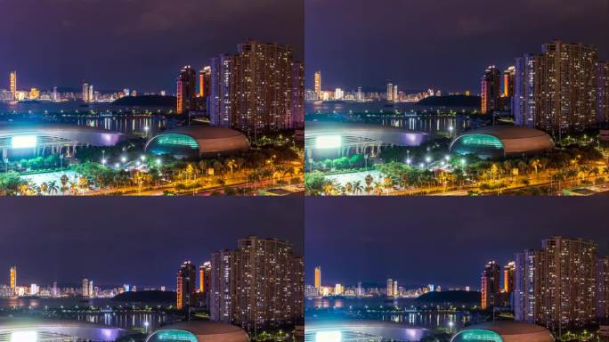 厦门海沧体育中心夜景延时摄影