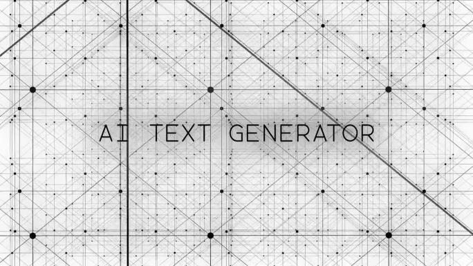 当AI生成短语“AI TEXT GENERATOR”时，黑色粒子网从随机变为有序。