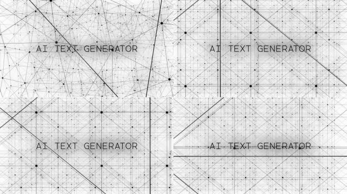 当AI生成短语“AI TEXT GENERATOR”时，黑色粒子网从随机变为有序。