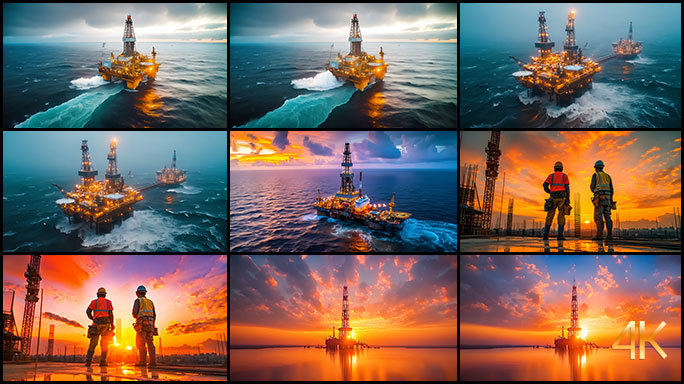 海上平台 海上油井 石油工业钻井开采平台