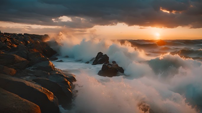 大海海浪阳光海洋浪花海水大气震撼开场片头