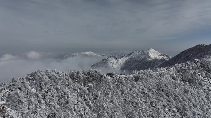 朱雀国家森林公园冰晶顶雪景航拍