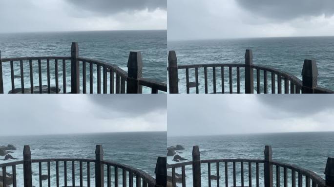 海边阳台拍摄的乌云密布